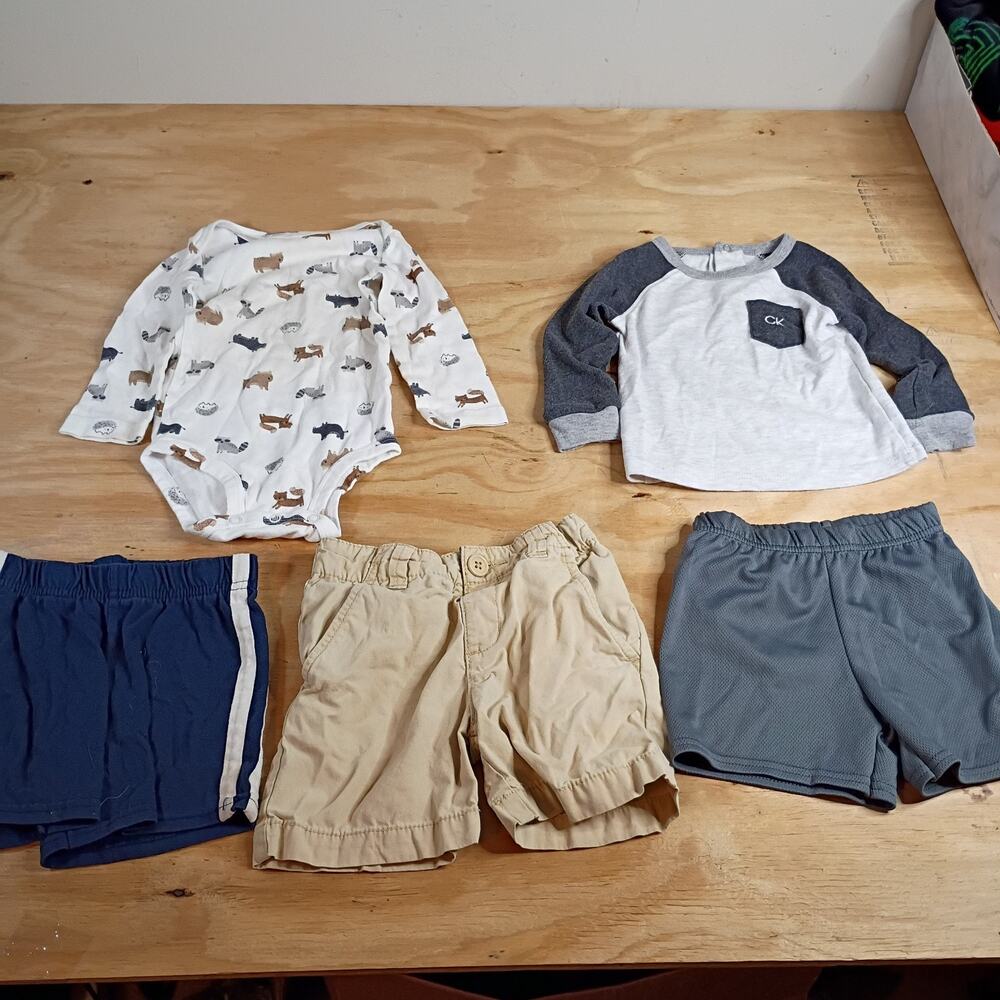 Boys 18 Months Clothes Lot 5Pc Calvin Klein Carters Shirt Bodysuit Shorts